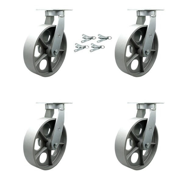 12'' Heavy Duty Semi Steel Cast Iron Caster Set with Swivel Locks , 4PK